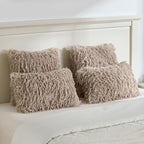 FUTEI Khaki Decorative Throw Pillow Covers 22x22 Inch Set of 2,Soft Fluffy Faux Feather Texture Cushion Cases,Modern Home Luxury Decor for Couch Bed Living Room