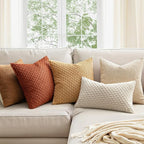 MIULEE Rust Throw Pillow Covers Soft Corduroy Decorative Set of 2 Boho Striped Pillow Covers Pillowcases Farmhouse Home Decor for Couch Bed Sofa Living Room 20x20 Inch