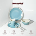 Rock Ridge Speckled Stoneware Dinnerware Set (16pc Set, Turquoise and Ivory)