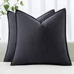 MIULEE Decorative Linen Pillow Covers 18x18 Inch Dark Gray Boho Farmhouse Neutral Couch Throw Pillows for Bed Pack of 2 Accent Modern Pillowcase Sofa Livingroom Home Decor