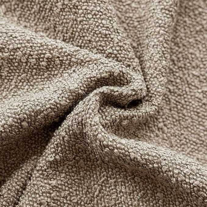 Foindtower Set of 2, Decorative Textured Boucle Throw Pillow Covers Accent Solid Pillow Cases Neutral Cozy Couch Cushion Case for Chair Sofa Bedroom Living Room Home Decor 26x26 Inch Light Khaki Tan