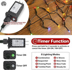 132FT 400 LED Christmas Tree String Lights Outdoor Fairy Lights Plug in, Expandable Green Wire Clear Bulbs Mini Lights 8 Modes, Xmas Wedding Party Decoration (Multicolor)