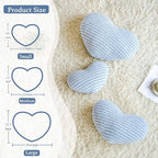 Dusty Blue Heart Pillows, 19.6" Cute Heart Decorative Pillow, Stripe Heart Shaped Plush Throw Pillows for Bed