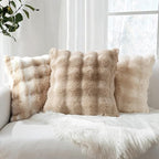 MIULEE Pack of 2 Decorative Pillow Covers Thick Soft Plush Faux Fur Throw Pillows Luxury Home Decor for Couch Bedroom Living Room Sofa,20x20 Inch Khaki