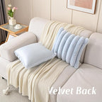 FUTEI Light Blue Decorative Throw Pillow Covers 26x26 Inch Set of 2, Square Soft Faux Rabbit Fur Big Striped Pillow Sham,Home Decor for Couch Sofa Bed Living Room