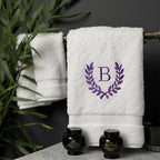 Decorative and Monogrammed Hand Towels for Bathroom Kitchen Makeup | Personalized Gift for Wedding-Bridal | Roman Font Custom Luxury Turkish Towel | Spa Collection, Oversized, 16 X 30 Inch, Set of 2