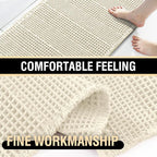 H.VERSAILTEX Upgraded Waffle Bath Mat Super Absorbent Non Slip Bath Rug for Bathroom Floor, 17" x 24", Ivory