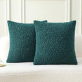 FUTEI Dark Green Throw Pillow Covers 24x24 Inch Set of 2,Furry Faux Fur Teddy Boucle Textured Cushion Covers,Soft Fluffy European Pillow Shams,Home Decor for Couch Bed Living Room Office Car