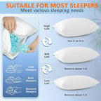 Cooling Memory Foam Pillows Firm and Soft, Queen Size 1 Pack, Original Adjustable Pillows for Side, Back or Stomach Sleepers with Removable Washable Cover