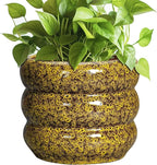 SQOWL Ceramic Planter - 8 Inch Indoor Plant Pot with Drainage Hole, Round Planter for Outdoor Plants, Ceramic Flower Pots, Bubble Planters, Home Room Porch Decor, Plant Lover Gifts, Yellow