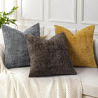 decorUhome Dark Brown Chenille Throw Pillow Covers 16x16 Set of 2 Thick Textured Slubby Couch Pillow Covers Farmhouse Accent Modern Neutral Decorative Pillow Cases for Bed Sofa Living Room
