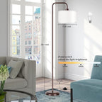 PARTPHONER LED Floor Lamp for Living Room, 3 Color Temperature, with Foot Switch, 9W Bulb Included, Oil Rubbed Bronze