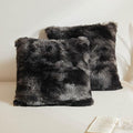 XeGe Tie Dye Faux Fur Throw Pillow Covers, Luxury Fluffy Plush Pillow Shams, Ombre Shaggy Decorative Pillow Cushion Cover for Sofa Bed Couch Zipper Closure, Pack of 2(18''x18'', Tie Dye Black)