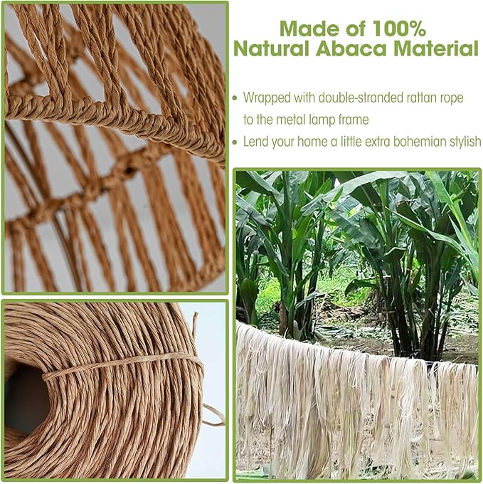 Boho Light Fixtures Ceiling Rattan Lights Boho Chandelier Flush Mount Ceiling Light Wooden Canopy Woven Lamp Shade Small Chandelier for Hallway Foyer Entrance Bedroom Kitchen Nursery Lighting Fixture