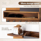 Key Holder for Wall Mount with Mail Organizer, Farmhouse Key Holder for Wall with Shelf, Chalkboard&Corkboard, Entryway Organizer 11 Metal Hooks, Decorative Natural Pine Wood, 14.6*11.1*3.3”, A-Brown
