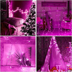 ILLUMINEW Pink String Lights Outdoor Valentines Day Decorations, 8 Modes Fairy Christmas Lights Plug in for Bedroom Tree Outsides Decor (Pink, 300Led)