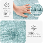Madison Park Splendor Reversible 100% Cotton Tufted Bathroom Rug-3000 GSM Hotel Quality Luxurious Plush Medium Pile Bath Mat Absorbent, Quick Dry, Shower Room Décor, 21x34, Blue