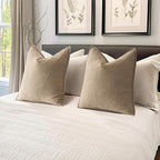 MIULEE Pack of 2 Khaki Decorative Pillow Covers 18x18 Inch Soft Chenille Luxurious Couch Throw Pillows Farmhouse Cushion Covers with Elegant Design for Sofa Bedroom Living Room Home Decor