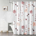 QiyI Extra Long Shower Curtain 72 x 84, Modern Watercolor Floral Shower Curtain, 3D Embossed Texture Pink Brown Flower Cloth Bathroom Curtain, Waterproof Fabric Farmhouse Bath Curtain Set with Hooks