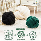 Uvvyui Knot Pillow Ball, Soft Home Decorative Pillows, Round Throw Pillow, Handmade Knotted Plush Pillow, Round Boucle Pillow Cushion (8.6 Inches Dark Green)