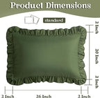 KKJIAF Ruffle Pillow Cases Standard Size Set of 2, Ruffled Pillow Covers with Envelope Closure, Wrinkle Resistant Pillowcases 20" x 26", Ruffled Pillow Shams, Olive Green