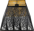 Large Metal Lampshade New Pyramid Shape Design 7'' Top 14'' Bottom 10'' Height ALUCSET Square Bell Shade Lamp Shade Forest Design Black and Gold fits for Table Lamps and Floor Lamps