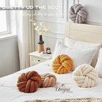Uvvyui Knot Pillows, 14 Inch Decorative Throw Pillows Round Pillows Cushion, Soft Handmade Knotted Ball Pillow Plush Cushion Home Decor for Bed Couch Living Room (Caramel, 14 Inch)