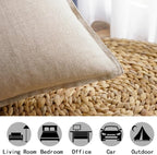 Jeanerlor 12"x20" Cotton Linen Decorative Lumber Throw Pillow Case Cushion Cover Set with Twin Needles Stitch on Edge for Father's Day,(30 x 50cm), 2 Pcs, Light Linen