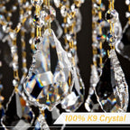 Modern Crystal Chandeliers, Gold Candle Chandelier -Luxury Chandelier Lighting Fixtures for Dining Room, Foyer, Staircase Hallway Living Room Entryway, 10 Lights