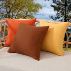 Kevin Textile Fall Pack of 2 Outdoor Waterproof Pillow Covers Checkered Decorative Cushions Sham Throw Pillowcases Shell for Patio Tent Garden Couch Bed Sofa 22x22 Inch Orange