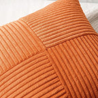 MIULEE Fall Orange Corduroy Pillow Covers Pack of 2 Boho Decorative Spliced Throw Pillows Soft Cross Patchwork Textured Covers Pillowcases Home Decor for Couch Living Room Bed Sofa 20x20 inch