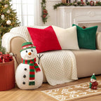 Pallene Faux Fur Plush Lumbar Throw Pillow Covers 12x20 Set of 2, Soft Fluffy Couch Pillow Covers for Living Room, Christmas Green