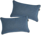 Outdoor Lumbar Pillows Water Resistant 12x20 inch,Decorative Throw Pillow Set of 2 with Insert,Hidden Zipper Headrests for Patio Furniture Sofa Couch Chair(Denim Blue)