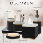 6-Piece Bathroom Accessories Set – Soap Dispenser, Toothbrush Holder, Tumbler, Soap Dish, Cotton Swab Jar & Toilet Brush – Modern Bathroom Decor Set (Seiler)