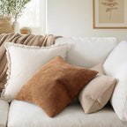 MIULEE Pack of 2 Decorative Throw Pillow Covers Soft Chenille Throw Pillows Solid Neutral Farmhouse Textured Cushion Covers for Couch Sofa Bedroom Living Room 20x20 Inch, Brown