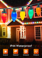 C9 Christmas Lights Outdoor, 50Feet Vintage Christmas String Lights with 50 Colored Bulbs, Connectable Waterproof Lights for Holiday Party Roofline Backyard Garden Patio, Green Wire (Multicolor)