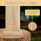27.5" Wood Table Lamp, Modern Farmhouse Bedroom Lamp for Nightstand with USB Charging Port, Natural Wooden Base Table Lamp for Living Room Bedroom, Bulb Included (Natural Wood)