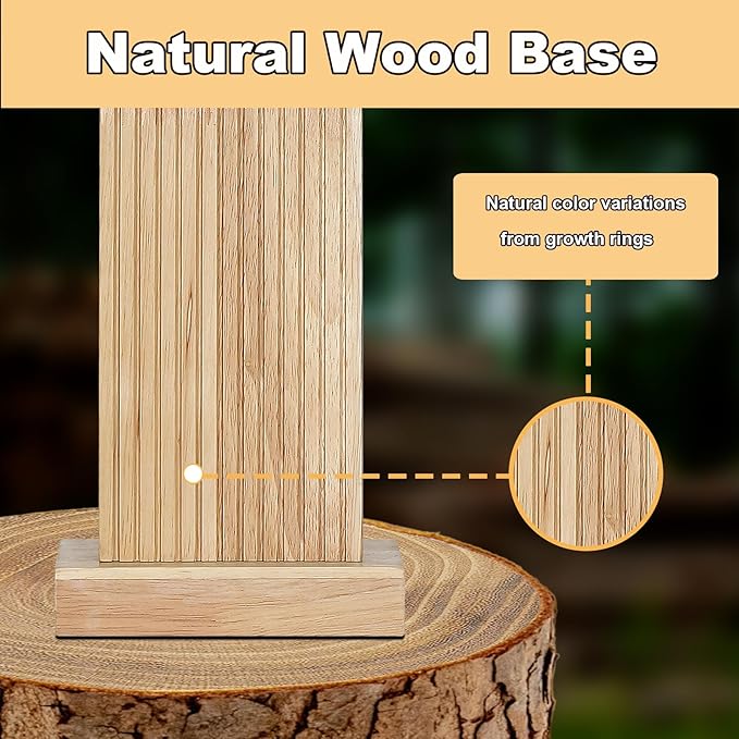 27.5" Wood Table Lamp, Modern Farmhouse Bedroom Lamp for Nightstand with USB Charging Port, Natural Wooden Base Table Lamp for Living Room Bedroom, Bulb Included (Natural Wood)
