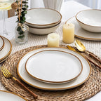 AmorArc Ceramic Dinner Plates Set of 6, 10.5 Inch Handmade Reactive Glaze Stoneware Plates,Large Rustic Shape Dinnerware Dish Set for Kitchen, Microwave & Dishwasher Safe,Scratch Resistant-Pearl White