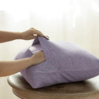 Phantoscope Pack of 2 Farmhouse Throw Pillow Covers Button Vintage Linen Decorative Pillow Cases for Couch Bed and Chair Purple 18 x 18 inches 45 x 45 cm
