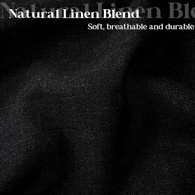 90 Inch Shower Curtain Linen Neutral Extra Long Shower Curtain for Bathroom Bath Drapes Modern Boho Shabby Chic Country Rustic Cloth Drapes Bathroom Decor Black 72x90