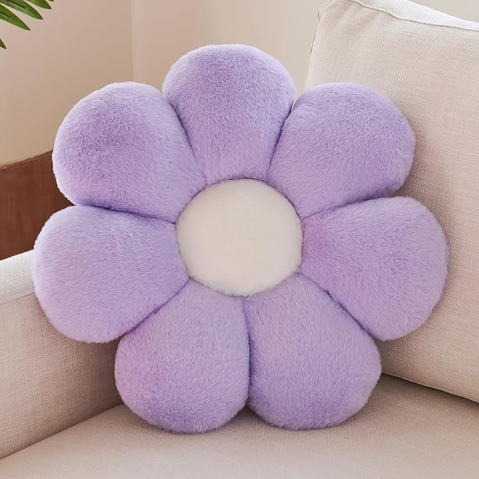 Xuyier Flower Pillow, Decorative Throw Pillow, 19.6“ Cute Daisy Pillow, Aesthetic Fun Decor Pillows for Bed, Flower Shaped Accent Cozy Pillow for Couch