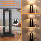 22" Tall Modern Living Room Lamps - Touch Bedside Lamps with USB C+A, 3 Way Dimmable for End Tables - Set of 2 (Grey & Black)
