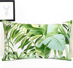 Decorative Throw Pillow Covers Set of 2 Green Leaves of Tropical Pillow Covers 12x20 inch Super Soft Short Plush Square Throw Pillows,Farmhouse Outdoor Pillow Covers for Couch Living Room