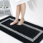 Black Bathroom Rugs 24x47, Non Slip Washable Bath Mats,Super Soft Microfiber Bathroom Runner, Plush Fluffy Absorbent Bath Rugs for Sink Tub Basin Shower Floor