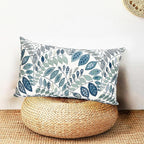 Decorative Throw Pillow Covers Set of 2 Blue Green Small Leaves Pillow Covers 12x20 inch Soft Short Plush Square Floral Throw Pillows,Farmhouse Outdoor Pillow Covers for Couch Living Room