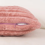 NiNi ALL Faux Fur Plush Throw Pillow Covers Pink 24x24 Inch Set of 2 Decorative Soft Plush Striped Couch Pillow Cover for Sofa Cushion Cases for Couch Bed Home Decor