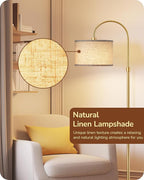 EDISHINE Modern Arc Floor Lamp with Remote, Dimmable Gold Floor Lamp, 3000K-6500K Color Temperatures, Tall Pole Reading Floor Lamps for Living Room Bedroom Office, Footswitch, LED Bulb Included