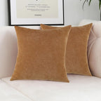 Jeneoo Golden Brown Decorative Throw Pillow Covers Soft Chenille Comfy Square Couch Cushion Cases for Living Room Sofa Decor (Set of 2, 12 x 20 Inches)