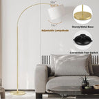 SUNMORY Arc Floor Lamp with 3 Color Temperature, Modern Floor Lamp with 9w A19 LED Bulb, 75″ Height Tall Lamp for Living Room with Hanging Drum Shade & Weighted Base. Arched Standing Lamp for Bedroom